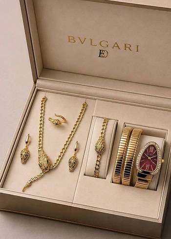 Bvlgari Altin Tonlu Zarif Taki Seti