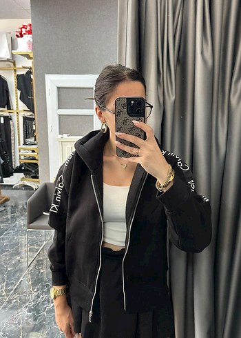 Calvin Klein Siyah Kapüşonlu Fermuarlı Ceket