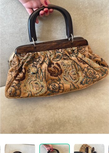 American Vintage Vintage İslemeli Ahlap Sapli Canta