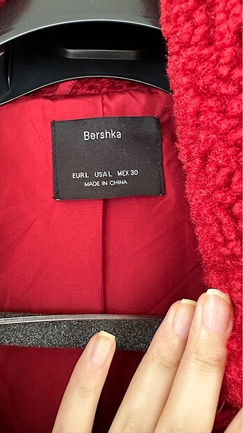 Bershka bordo uzun teddy kürk - Görsel 2