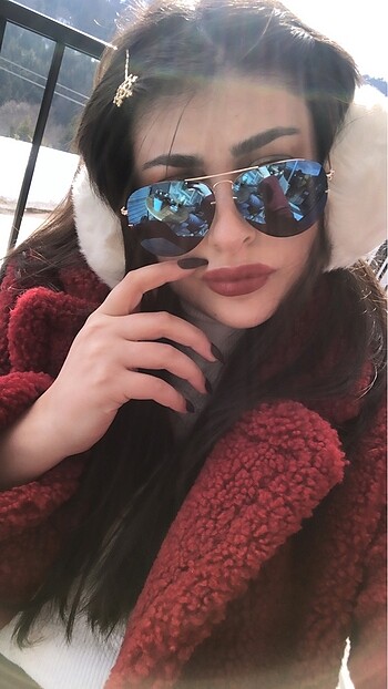 Bershka bordo uzun teddy kürk - Görsel 8