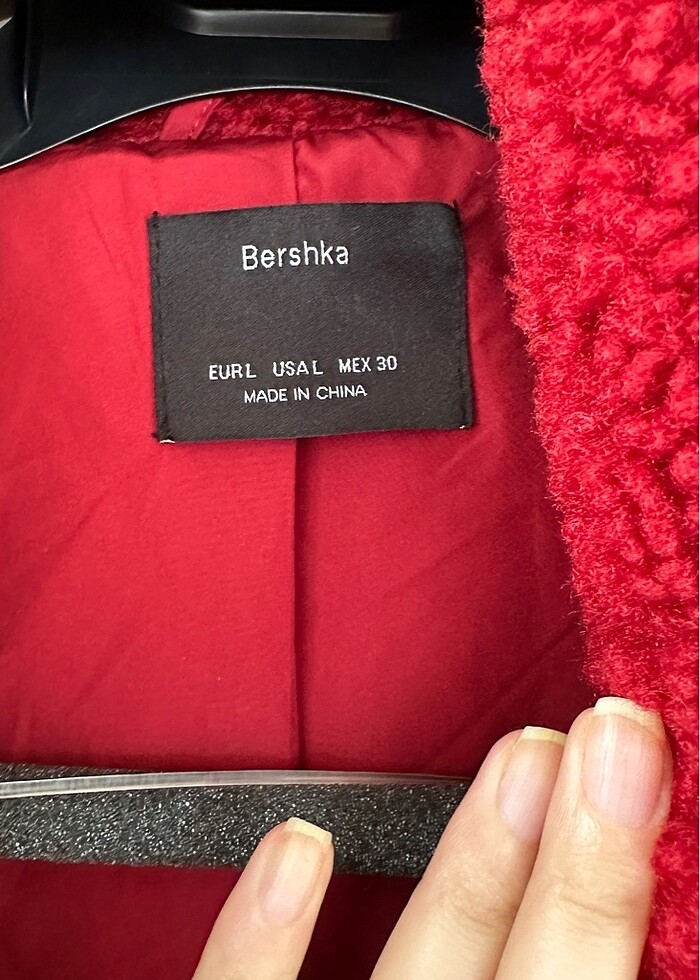 Bershka bordo uzun teddy kürk - Görsel 2