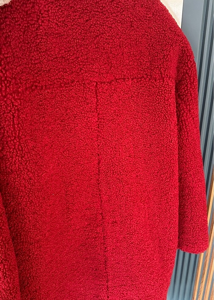 Bershka bordo uzun teddy kürk - Görsel 3