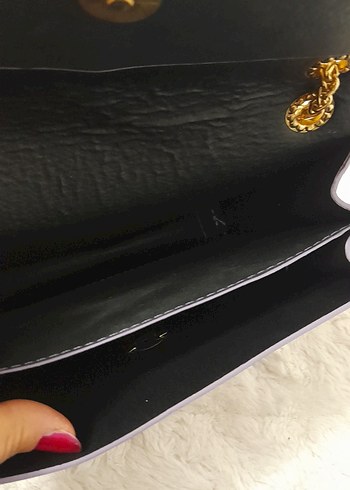 Zincir Detaylı Mor Deri Kadın Çanta - Görsel 3