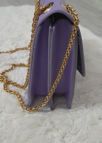 Zincir Detaylı Mor Deri Kadın Çanta - Görsel 4