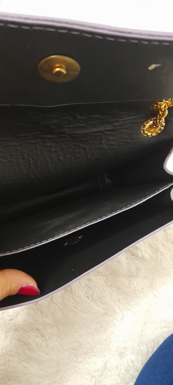 Zincir Detaylı Mor Deri Kadın Çanta - Görsel 3