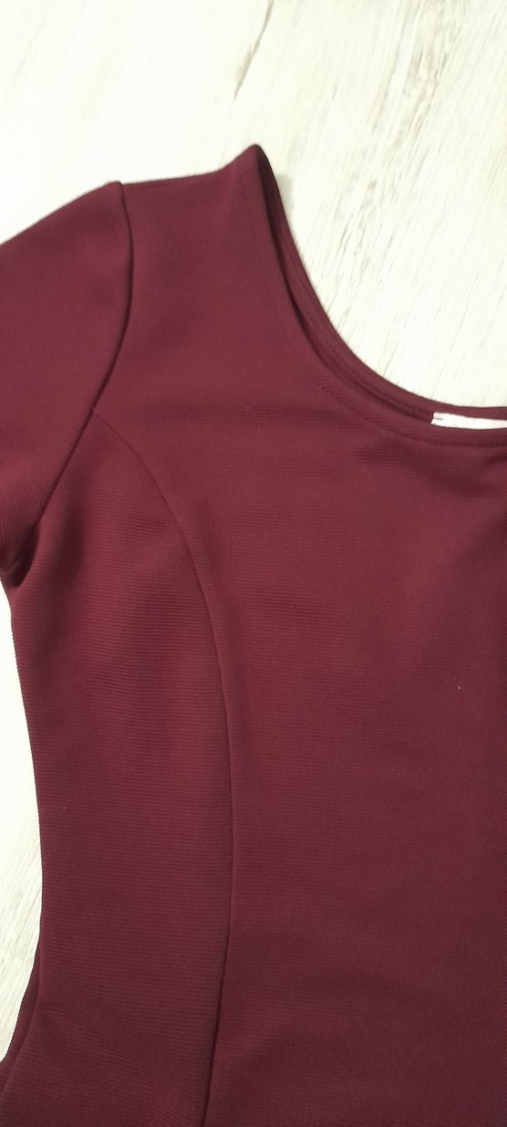 Bordo Uzun Kollu kadın Elbise - Görsel 3