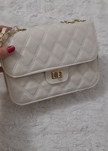 ekru Deri Kadın Çanta - Modern Klasik - Görsel 5