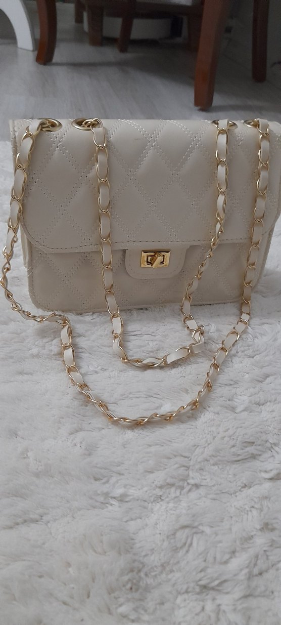 ekru Deri Kadın Çanta - Modern Klasik - Görsel 2