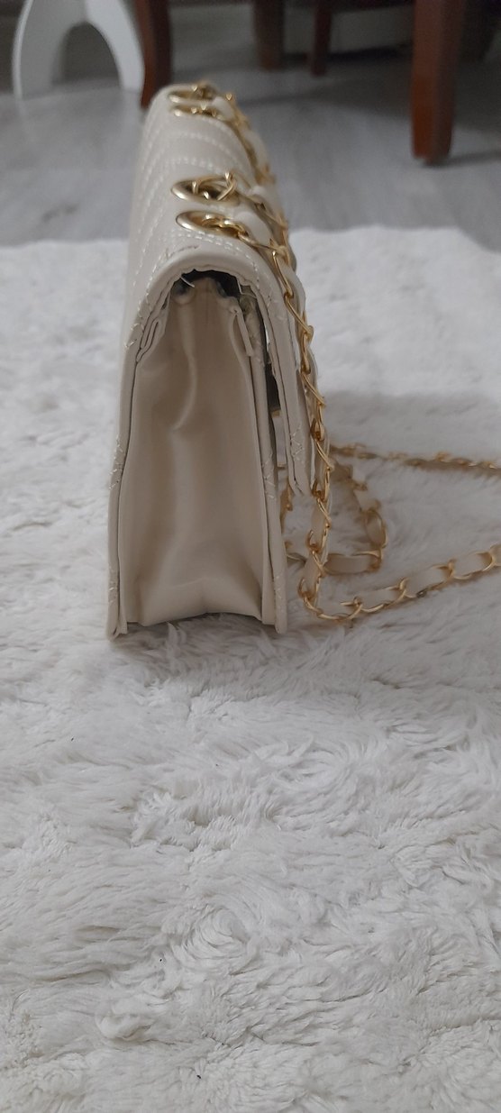 ekru Deri Kadın Çanta - Modern Klasik - Görsel 3