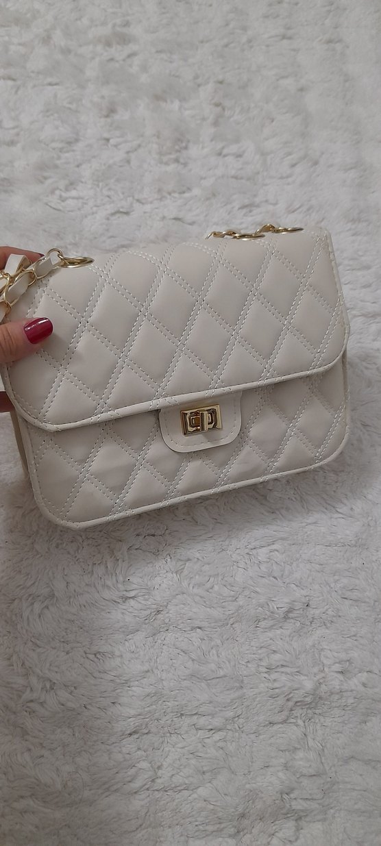 ekru Deri Kadın Çanta - Modern Klasik - Görsel 5