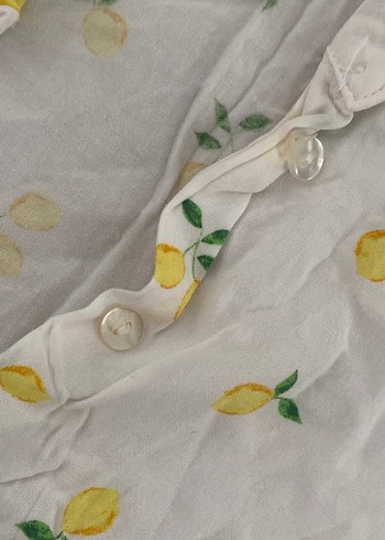 Sarı Desenli Kısa Kollu Keten Gömlek - Görsel 4