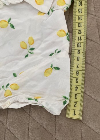 Sarı Desenli Kısa Kollu Keten Gömlek - Görsel 5