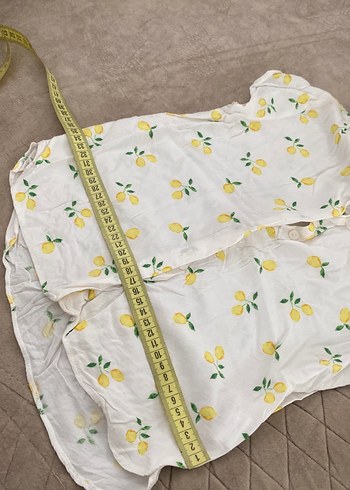 Sarı Desenli Kısa Kollu Keten Gömlek - Görsel 2