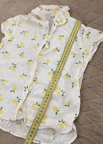 Sarı Desenli Kısa Kollu Keten Gömlek - Görsel 3