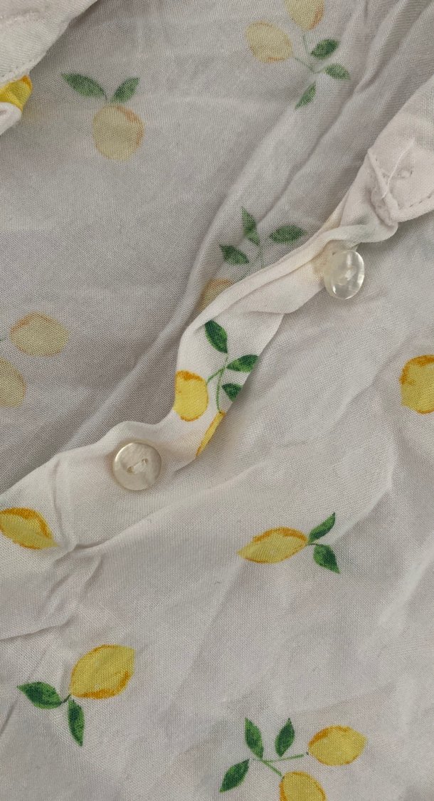 Sarı Desenli Kısa Kollu Keten Gömlek - Görsel 4