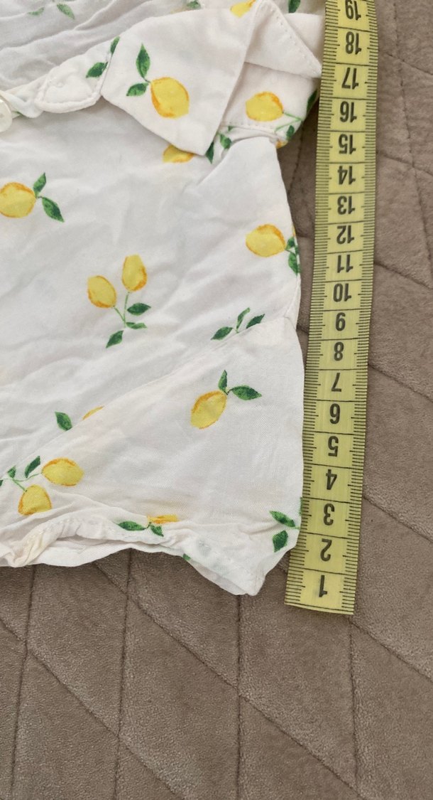 Sarı Desenli Kısa Kollu Keten Gömlek - Görsel 5