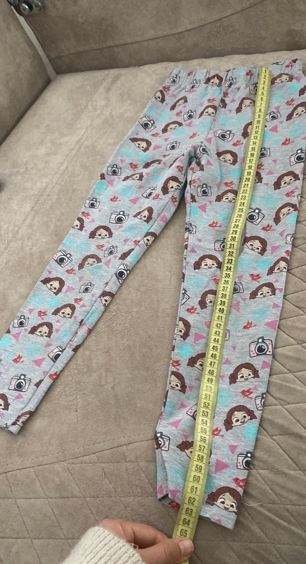 Kız Çocuk Gri Baskılı Tayt - Görsel 2