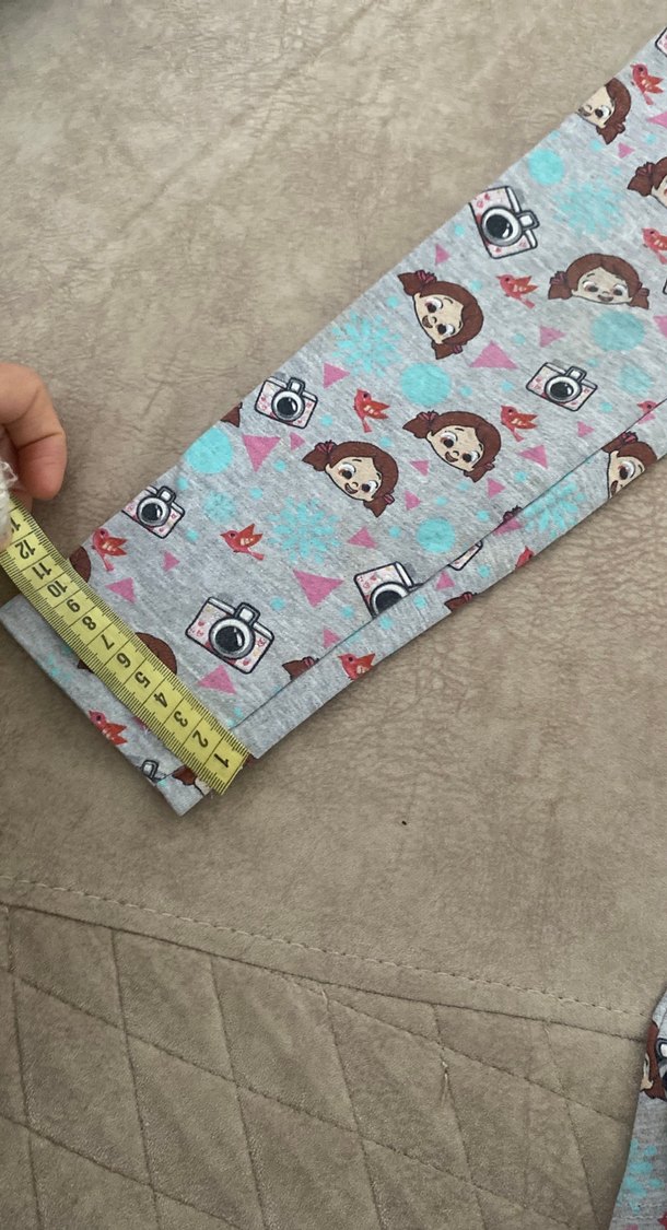 Kız Çocuk Gri Baskılı Tayt - Görsel 3