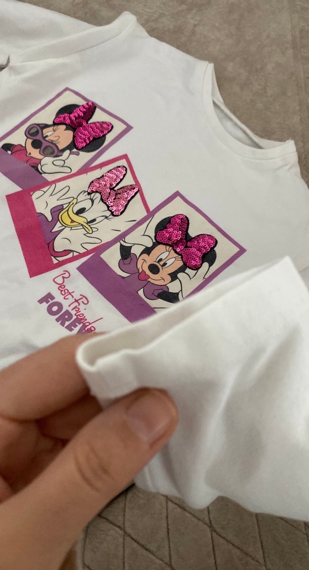 Beyaz Baskılı Kız Çocuk Tişörtü - Görsel 5