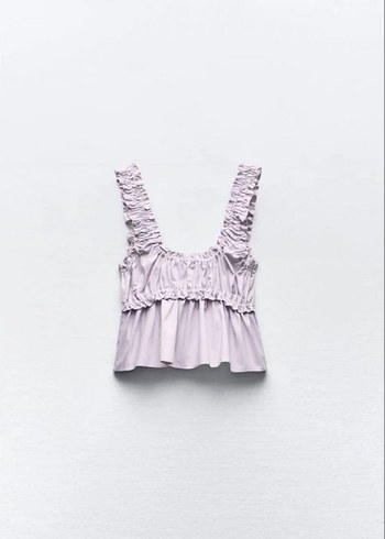 Zara Lila Poplin Üst - Görsel 4