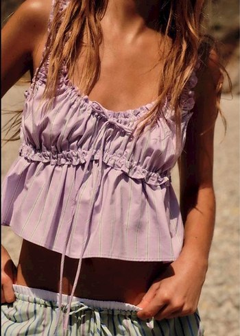 Zara Lila Poplin Üst - Görsel 2