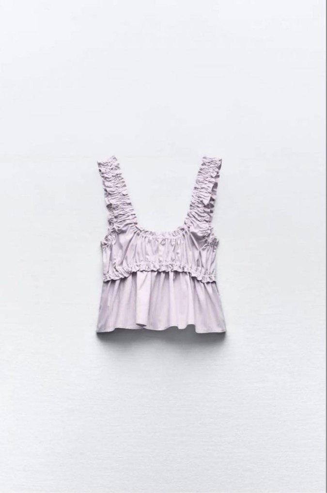 Zara Lila Poplin Üst - Görsel 4