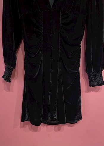 Zara  Siyah Kadife Elbise - Görsel 7