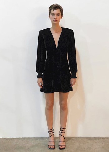 Zara  Siyah Kadife Elbise - Görsel 3