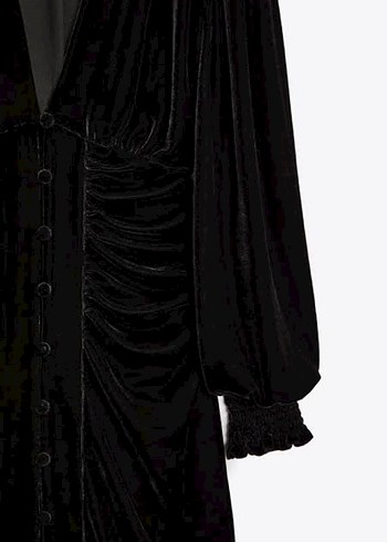 Zara  Siyah Kadife Elbise - Görsel 2