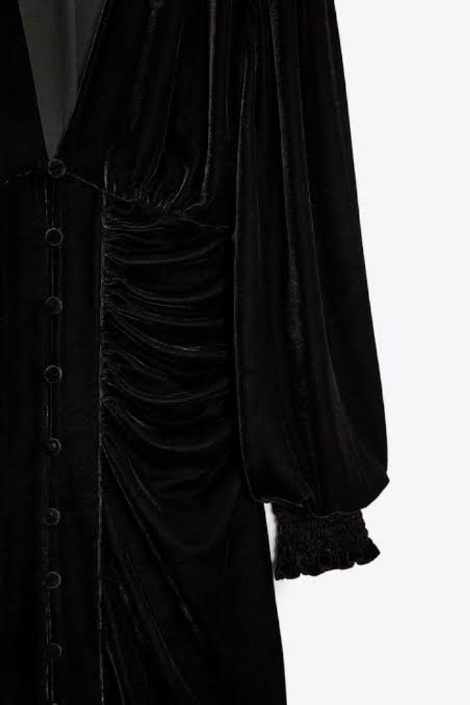 Zara  Siyah Kadife Elbise - Görsel 2