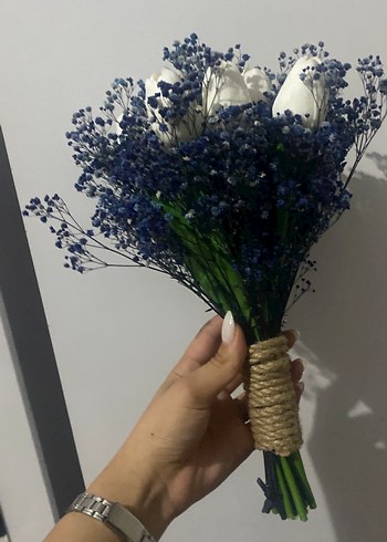  Beden Dantel Detaylı Beyaz Gelin Buketi