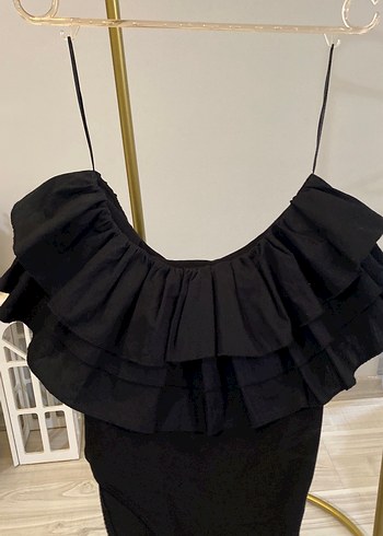 ZARA Fırfırlı Siyah zıbınlı kadın bluz - Görsel 3