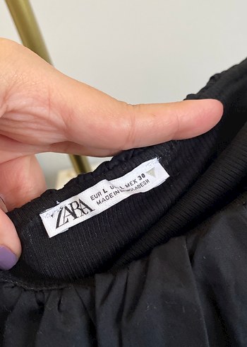 ZARA Fırfırlı Siyah zıbınlı kadın bluz - Görsel 2