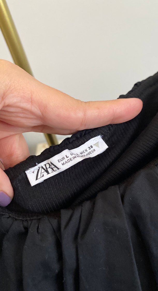 ZARA Fırfırlı Siyah zıbınlı kadın bluz - Görsel 2