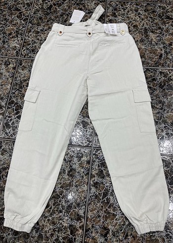 Bej Kemerli Rahat Kesim Kadın Pantolon - Görsel 3