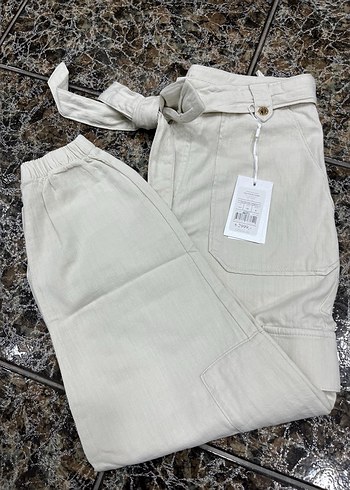 Bej Kemerli Rahat Kesim Kadın Pantolon - Görsel 6