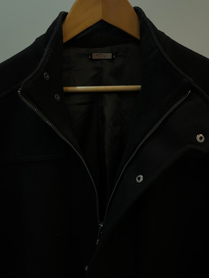 Düğmeli Siyah Midi Erkek Kaban - Görsel 3