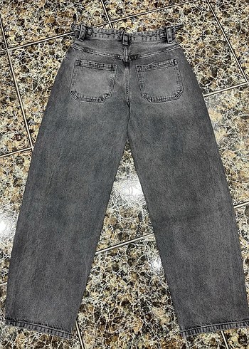 Gri Payetli Salaş Denim Kadın Pantolon - Görsel 2