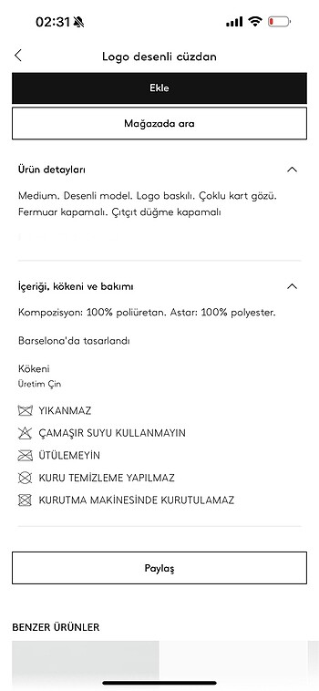  Beden MANGO CÜZDAN