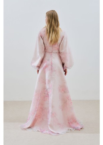 Pudra Uzun Organze Abiye Elbise manuka - Görsel 2