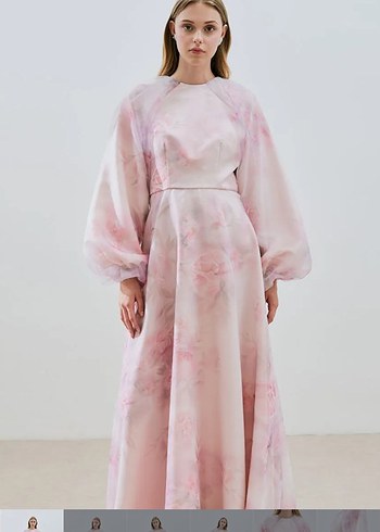 Pudra Uzun Organze Abiye Elbise manuka - Görsel 9