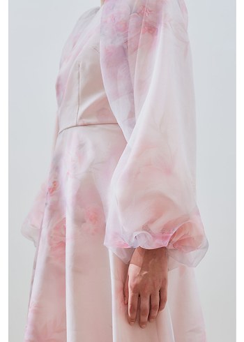 Pudra Uzun Organze Abiye Elbise manuka - Görsel 3