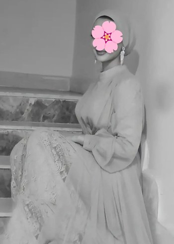 Gri Uzun Kollu Drapeli Abiye Elbise - Görsel 2