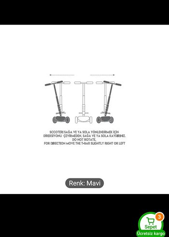 Mavi Çocuk Scooterı ışıklı - Görsel 5