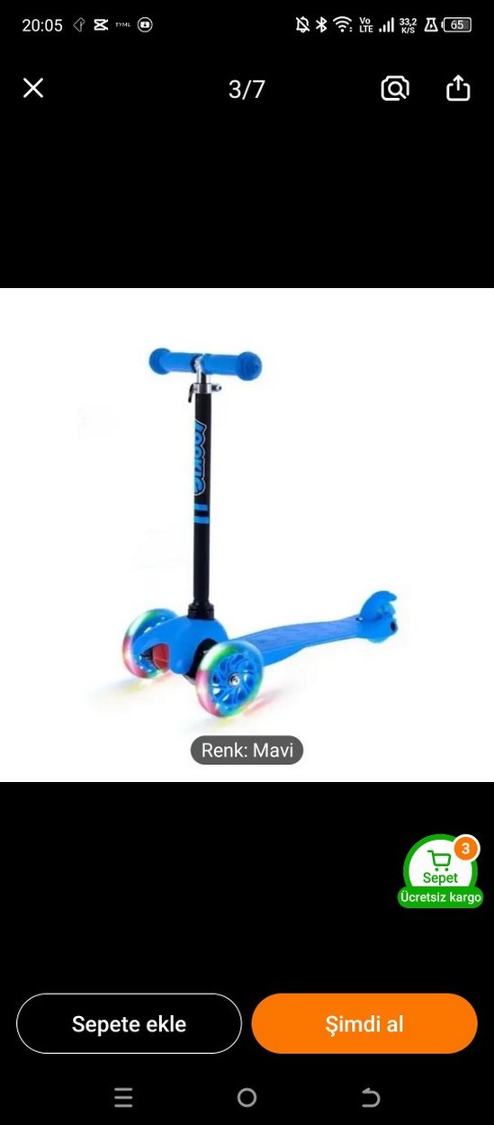 Mavi Çocuk Scooterı ışıklı - Görsel 3