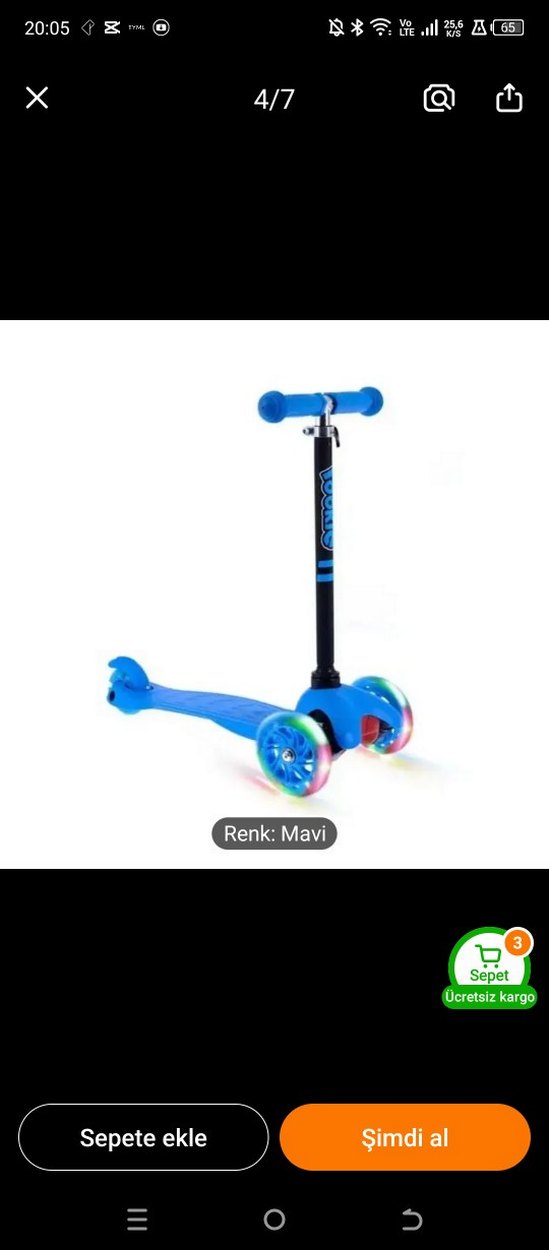 Mavi Çocuk Scooterı ışıklı - Görsel 4