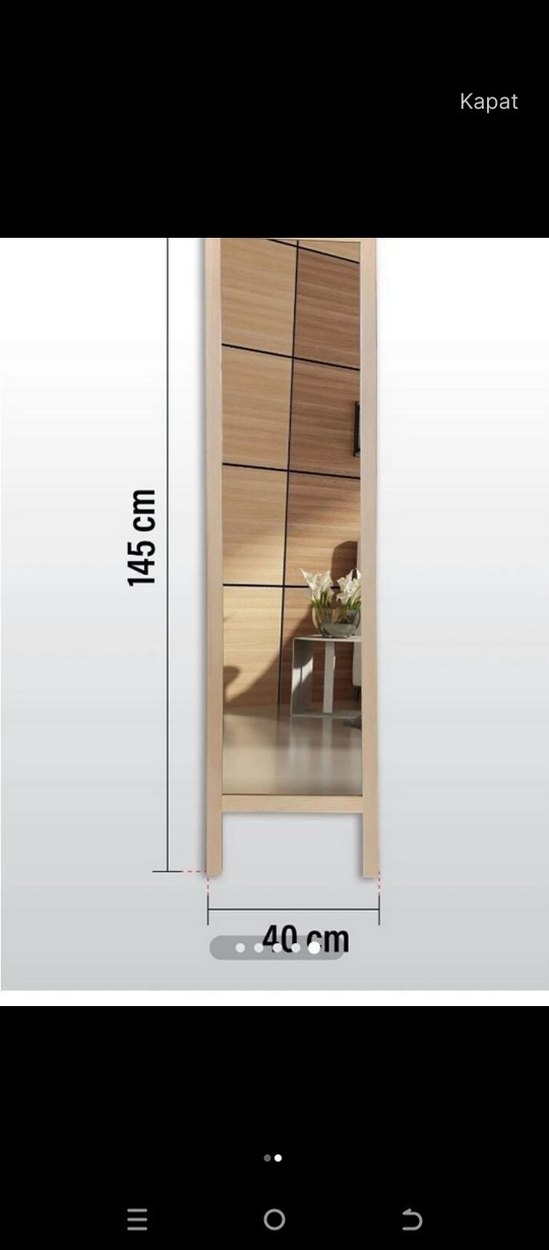 Bej Ahşap Çerçeveli Ayaklı Ayna - Görsel 2