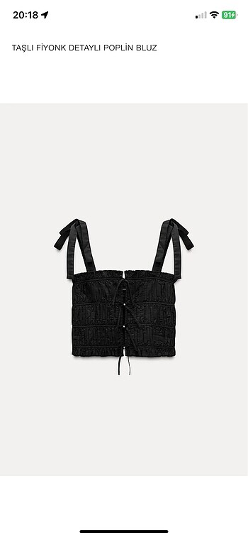 zara taşlı fiyonk detaylı poplin bluz
