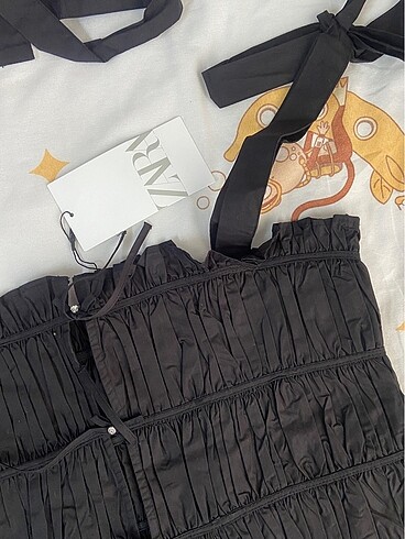 xs Beden zara taşlı fiyonk detaylı poplin bluz